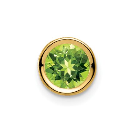 14k 6mm Round Peridot Bezel Chain Slide