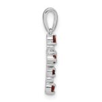14k White Gold Garnet and Diamond Cross Pendant - Image 2