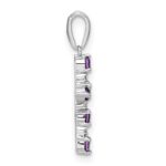 14k White Gold Amethyst and Diamond Cross Pendant - Image 2