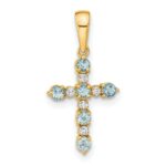 14k Aquamarine and Diamond Cross Pendant