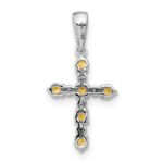 14k White Gold Citrine and Diamond Cross Pendant - Image 3