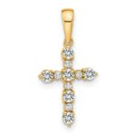 14k White Topaz and Diamond Cross Pendant