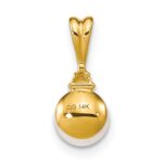 14k 6-7mm White Round Freshwater Cultured Pearl and Diamond Pendant - Image 4