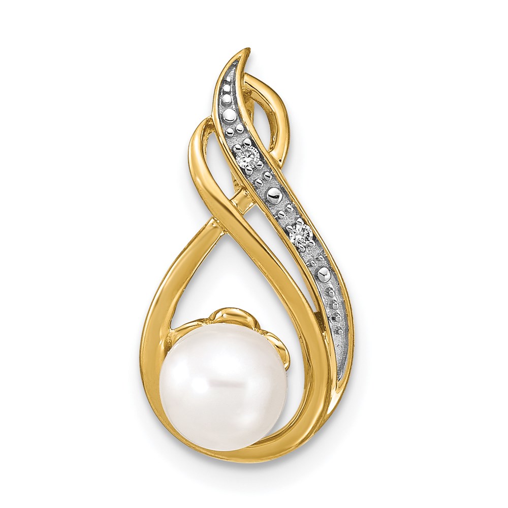 XP4157.jpg 14k 6-7mm White Round Freshwater Cultured Pearl and Diamond Pendant - Image 1