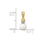 14k 5-6mm White Round Freshwater Cultured Pearl and Diamond Pendant - Image 3