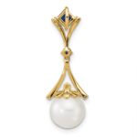 14k 8-9mm Round White Freshwater Cultured Pearl/Lab Created Sapphire/Diamond Chain Slide - Image 4