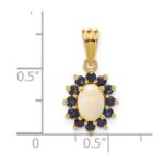 14k Genuine Opal and Sapphire Halo Pendant - Image 3