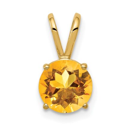 14k 7mm Round Citrine Pendant