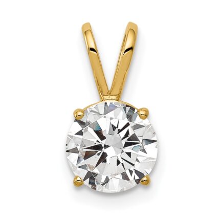 14k 7mm Round Cubic Zirconia Pendant