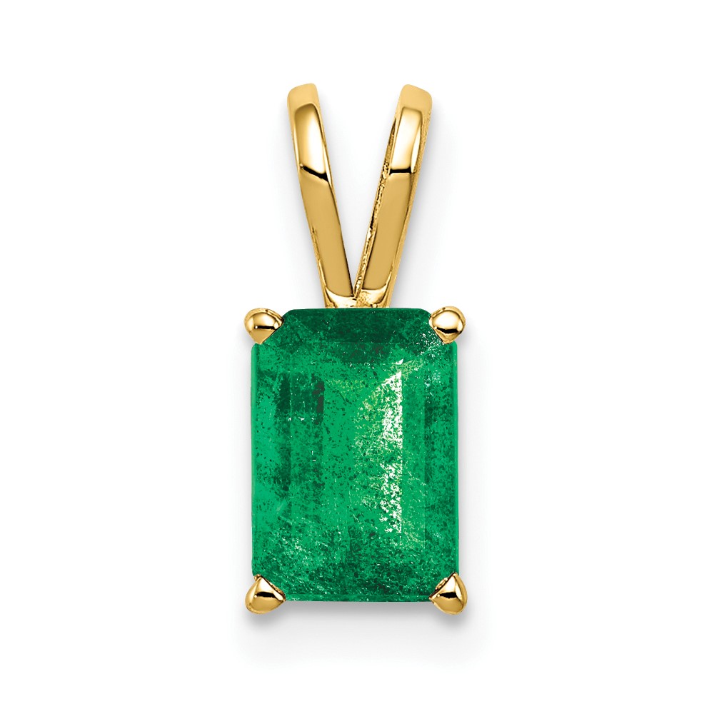 XP420E.jpg 14k 7x5mm Emerald-cut Emerald Pendant - Image 1
