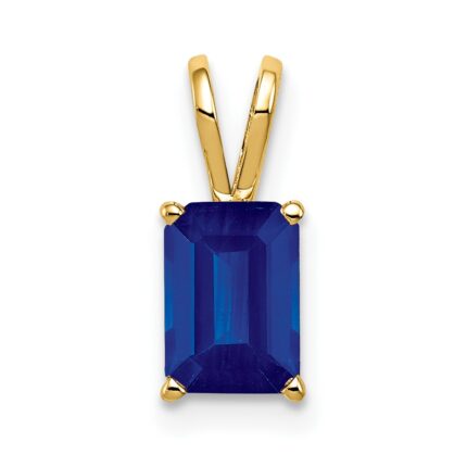 14k 7x5mm Emerald-cut Sapphire Pendant