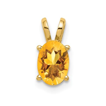 14k 7x5mm Oval Citrine Pendant