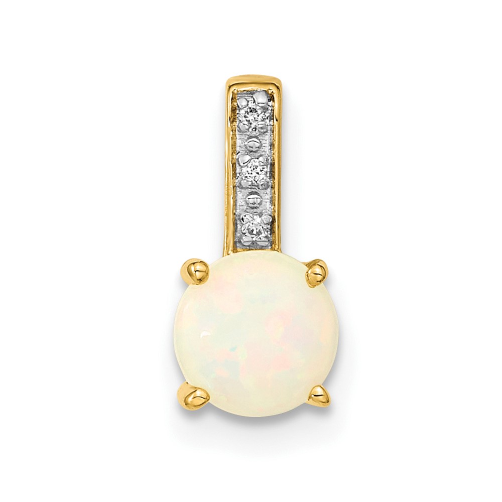 XP5173OP.jpg 14k Round Opal and Diamond Slide Fits up to 4mm Fancy Omega Only - Image 1
