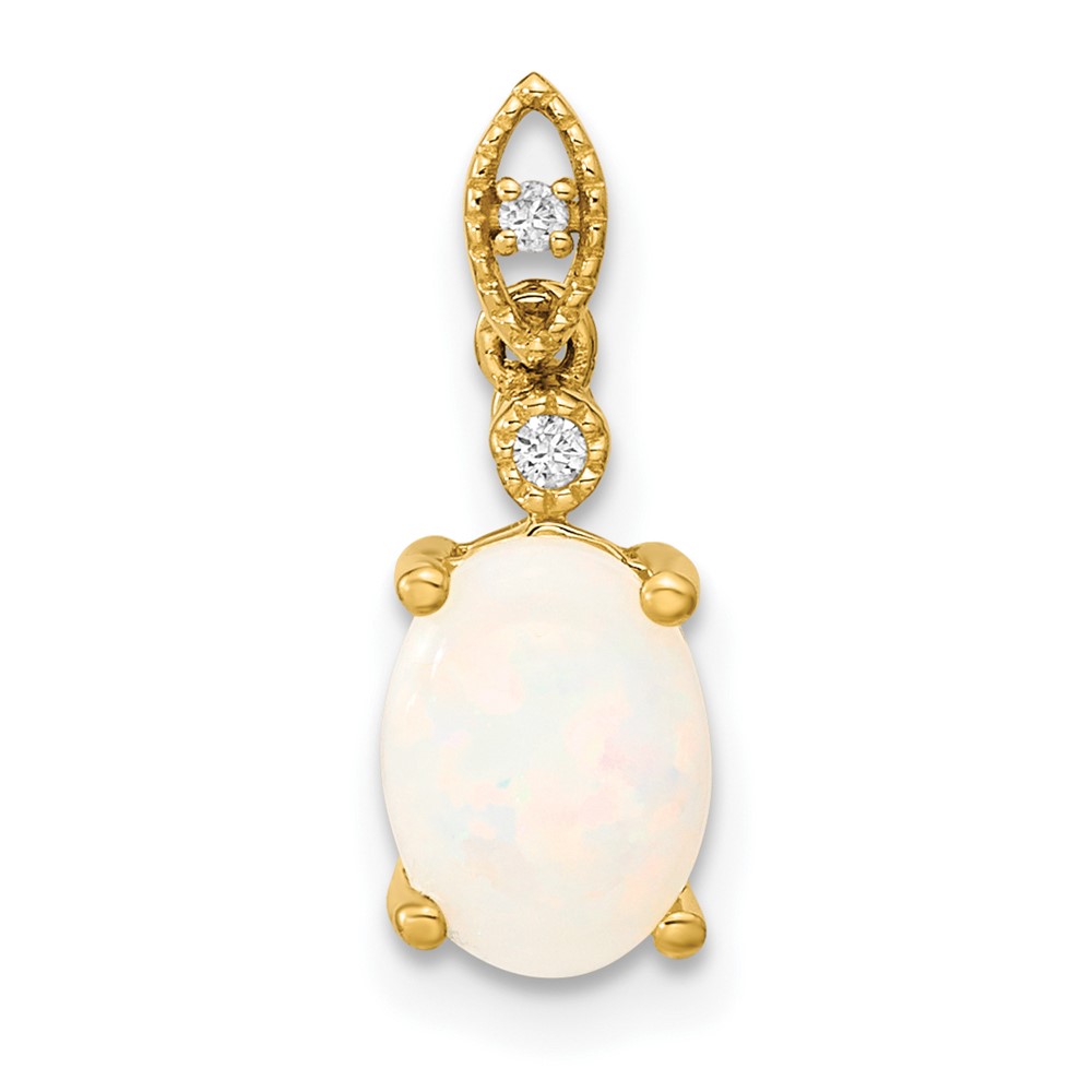 XP5177OP.jpg 14k Austrian Opal and Diamond Pendant - Image 1