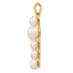 14K 4-6mm Button White Freshwater Cultured Pearl Cross Pendant - Image 2