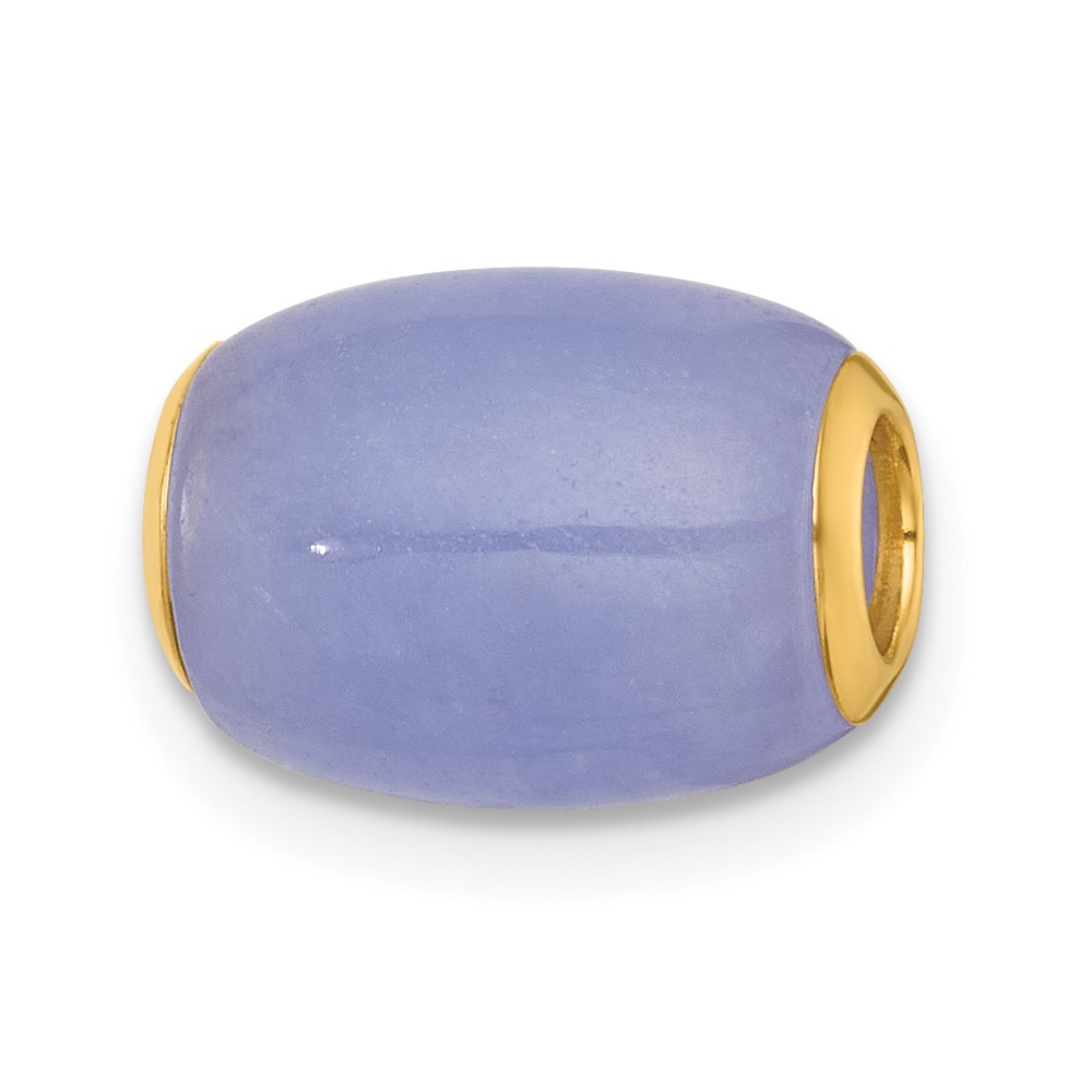 XP5310.jpg 14K Polished Lavender Jade Oval Barrel Bead Chain Slide Pendant - Image 1