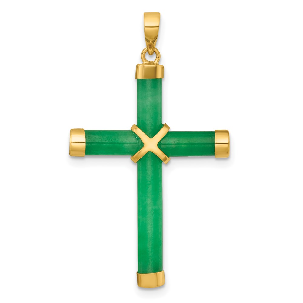 XP5317.jpg 14K Polished Jade -X- Cross Pendant - Image 1