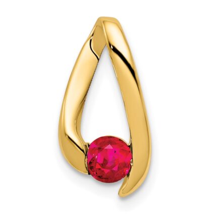 14k 4mm Round Ruby Chain Slide