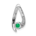 14k White Gold 4mm Round Emerald Chain Slide - Image 4