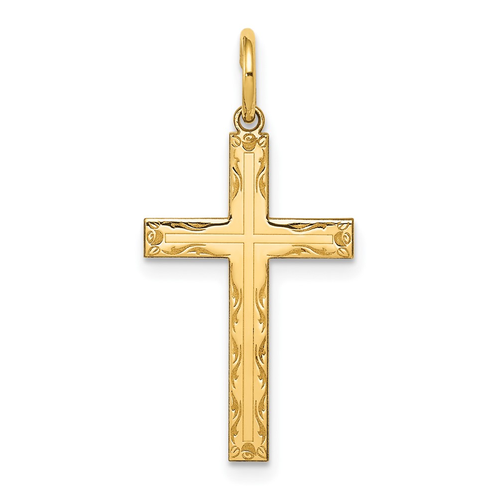 XR1009.jpg 14K Laser Designed Cross Pendant - Image 1