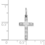 14K White Gold Laser Designed Cross Charm - Image 3