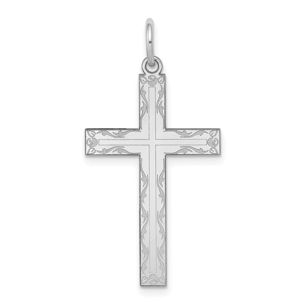 XR1014.jpg 14K White Gold Laser Designed Cross Pendant - Image 1