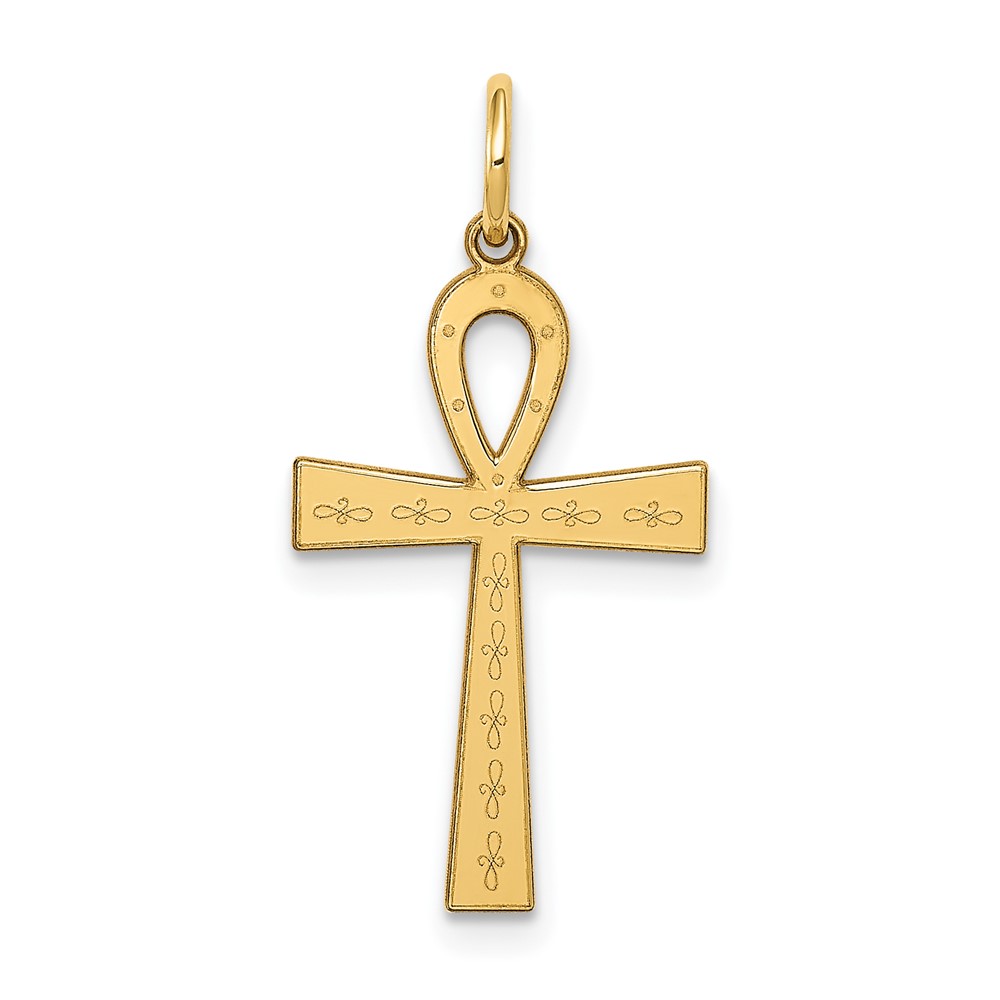 XR1065.jpg 14K Laser Designed Ankh Cross Charm - Image 1