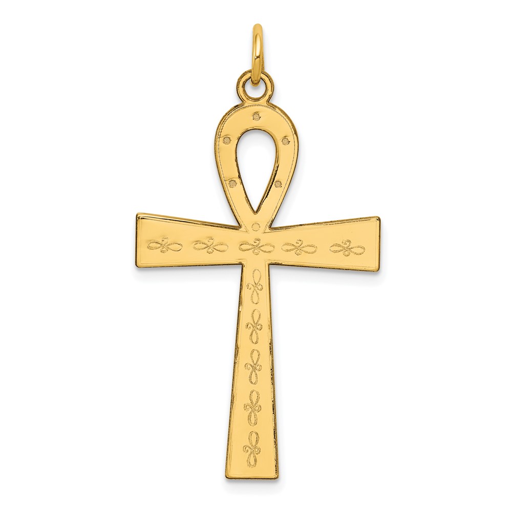 XR1067.jpg 14K Laser Designed Ankh Cross Pendant - Image 1