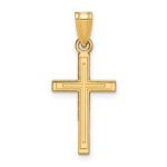 14k Solid Laser Etched Cross Pendant