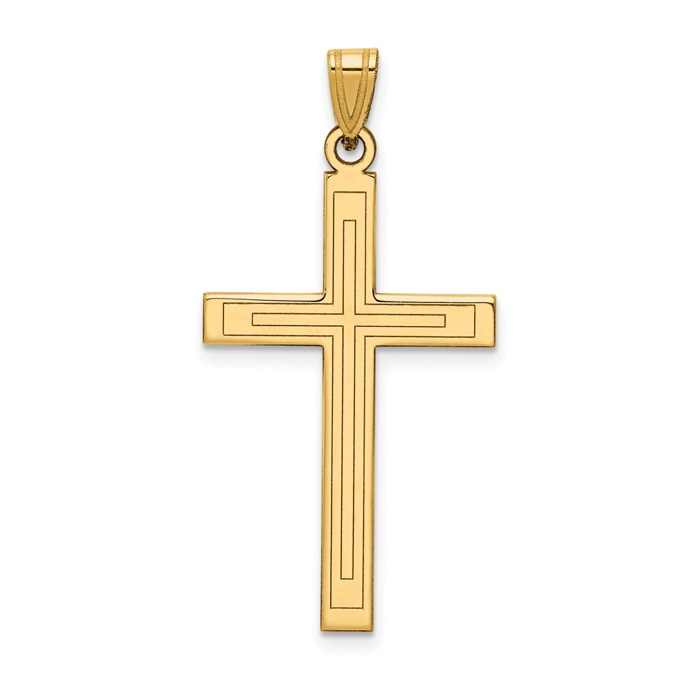 XR116.jpg 14k Solid Laser Etched Cross Pendant - Image 1