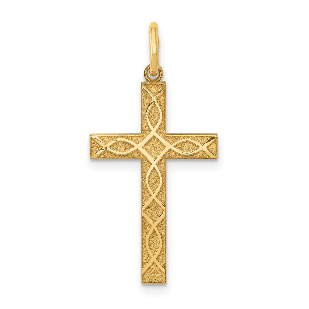XR1199.jpg 14K Laser Designed Ichthus Cross Charm - Image 1