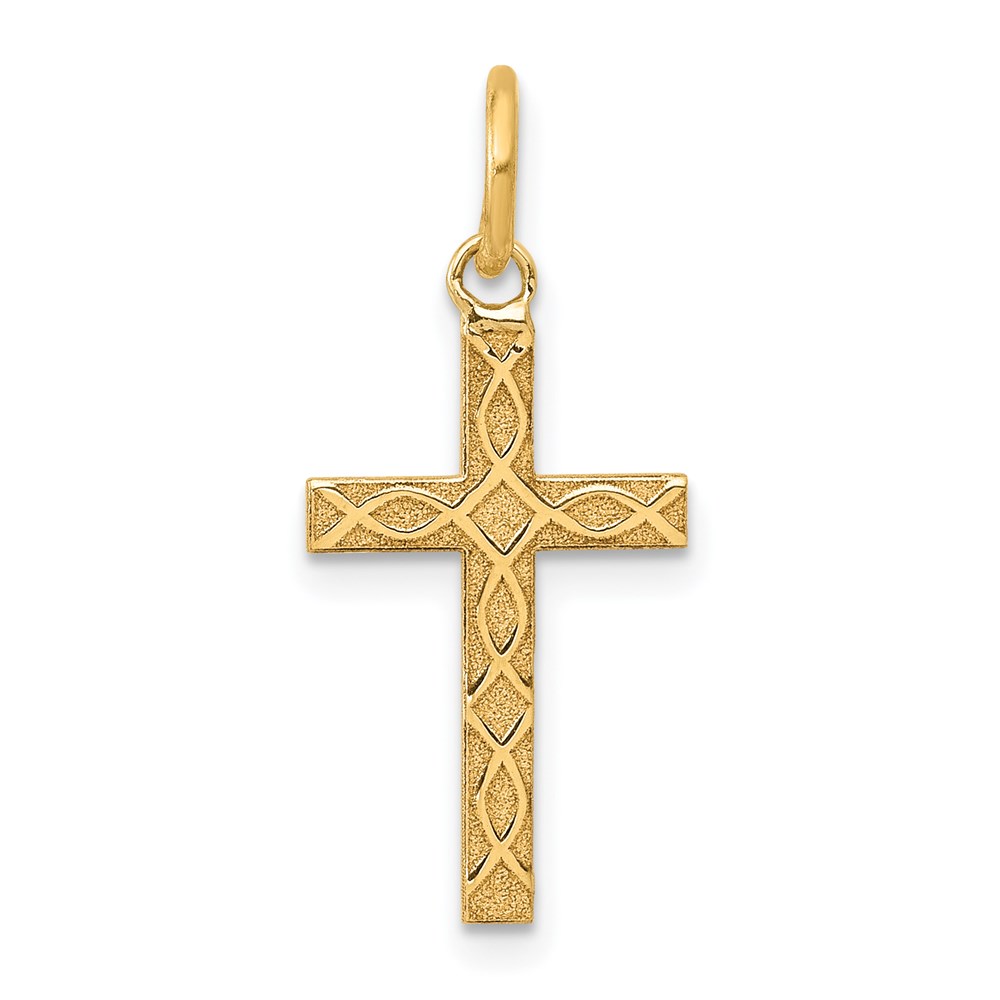 XR1200.jpg 14K Laser Designed Ichthus Cross Charm - Image 1