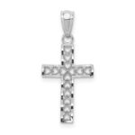 14k White Gold Cross with Hearts Pendant