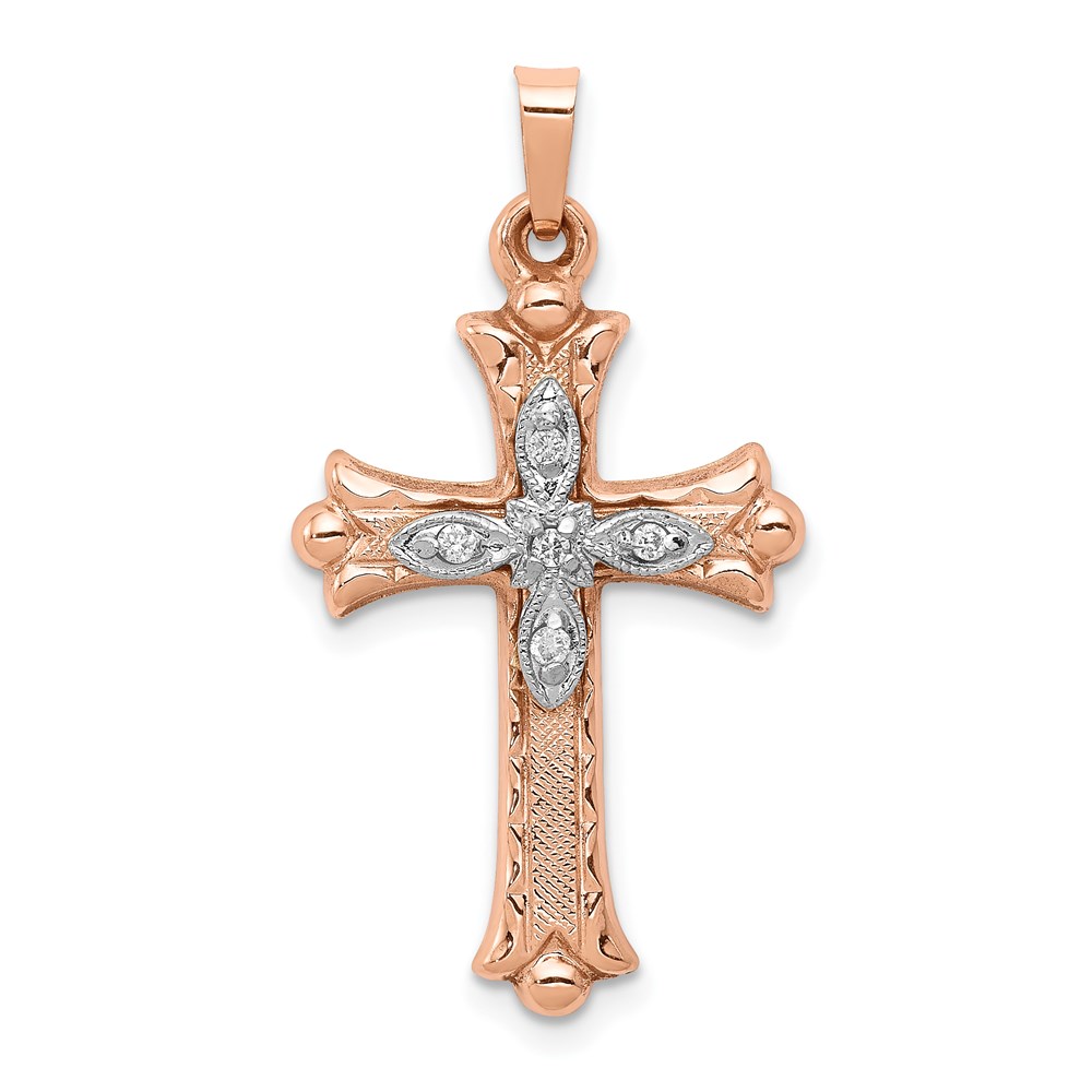 XR1227.jpg 14k Two-tone 1/20 carat Diamond Cross Pendant - Image 1