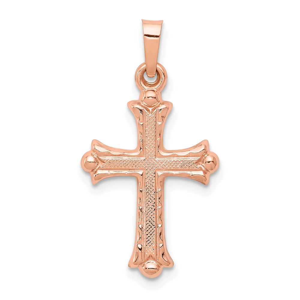 XR1228.jpg 14k Rose Gold Heart Hollow Cross Pendant - Image 1