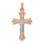 14k Two-tone Hollow Crucifix Pendant