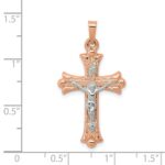 14k Two-tone Hollow Crucifix Pendant - Image 3