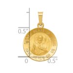 14k Polished and Satin Hollow Sacred Heart of Jesus Medal Round Pendant - Image 3