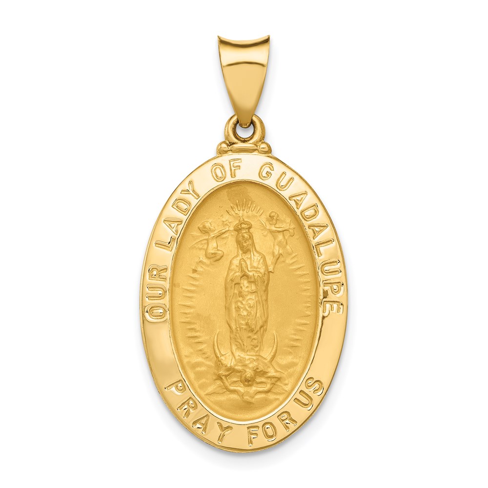 XR1251.jpg 14k Polished and Satin Hollow Our Lady of Guadalupe Medal Oval Pendant - Image 1
