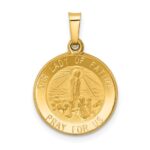 14k Polished and Satin Hollow Our Lady of Fatima Medal Round Pendant