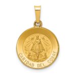 14k Polished and Satin Hollow Caridad Del Cobre Medal Round Pendant