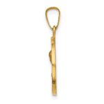 14k Polished and Satin Hollow Sacred Heart of Mary Medal Round Pendant - Image 2