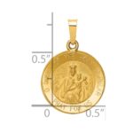 14K Polished and Satin Hollow Queen Of The Holy Scapular Medal Reversible Round Pendant - Image 4