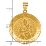 14K Polished and Satin Hollow Large Queen Of The Holy Scapular Medal Reversible Round Pendant - Image 4