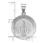 14k White Gold Polished and Satin Hollow Miraculous Medal Round Pendant - Image 3