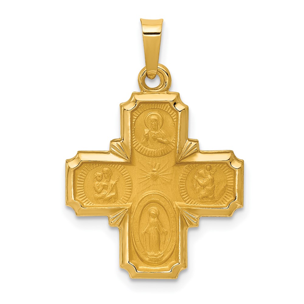 XR1281.jpg 14k Polished and Satin Hollow Four-Way Medal Pendant - Image 1