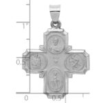14k White Gold Polished and Satin Hollow Four-Way Religious Medal Pendant - Image 4