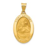 14k Polished and Satin Hollow St. Anthony Medal Oval Pendant