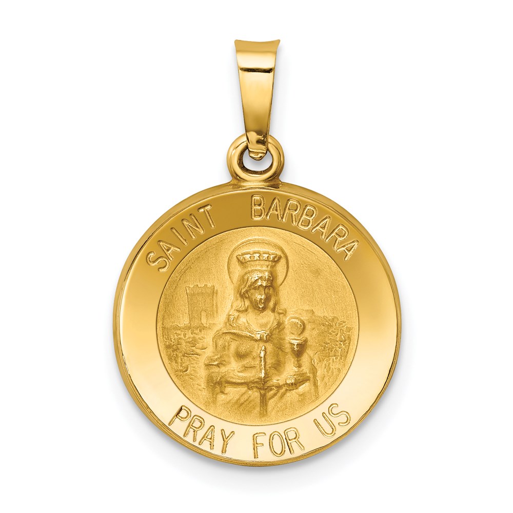 XR1295.jpg 14k Polished and Satin Hollow St. Barbara Medal Pendant - Image 1
