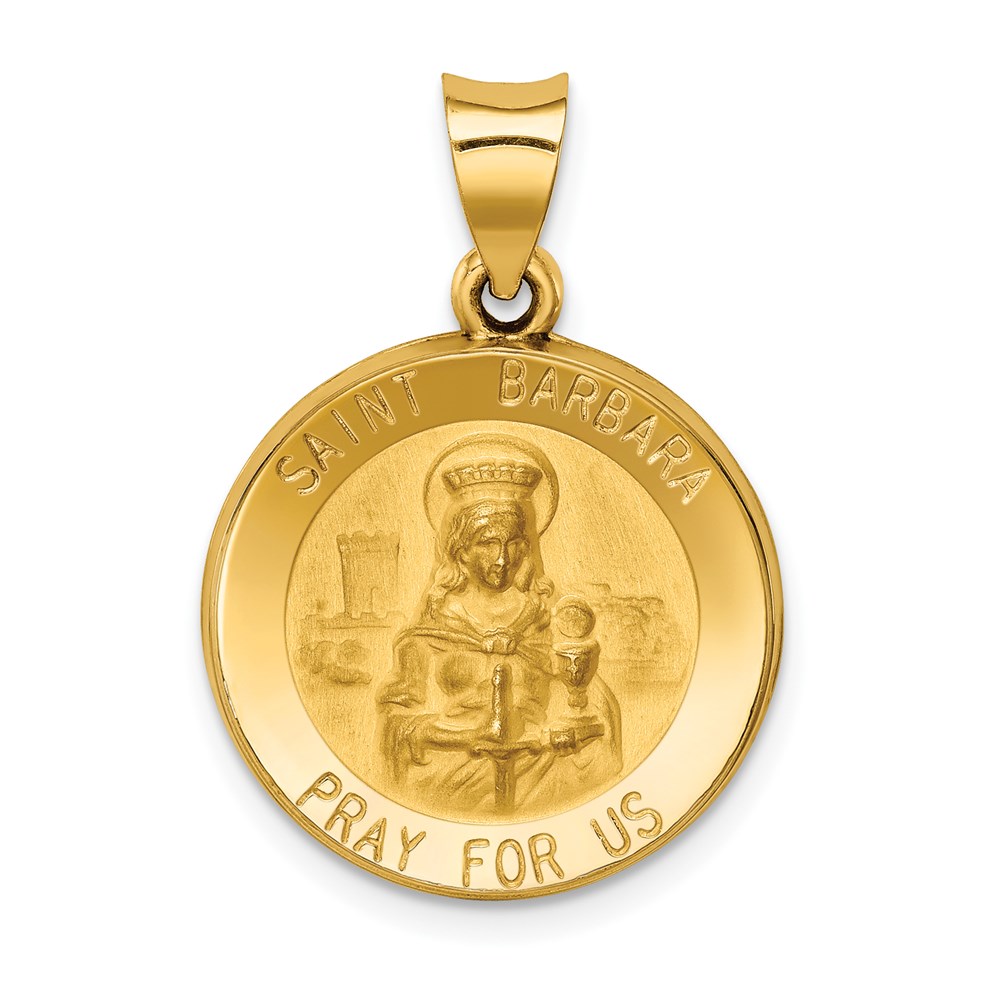 XR1296.jpg 14k Polished and Satin Hollow St. Barbara Medal Pendant - Image 1